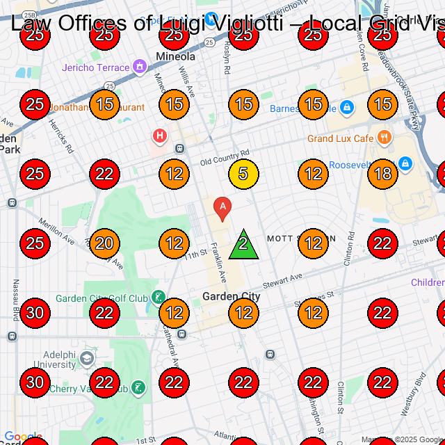 Law Offices of Luigi Vigliotti GeoGrid visibility map for Legal Services in 236 Fulton Ave SUITE 204